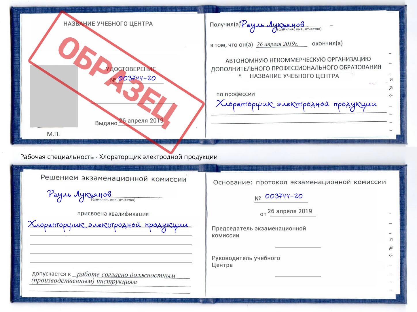 Хлораторщик электродной продукции Урюпинск