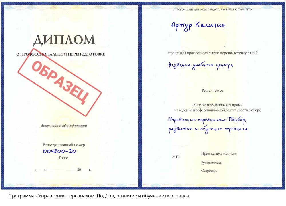 Управление персоналом. Подбор, развитие и обучение персонала Урюпинск