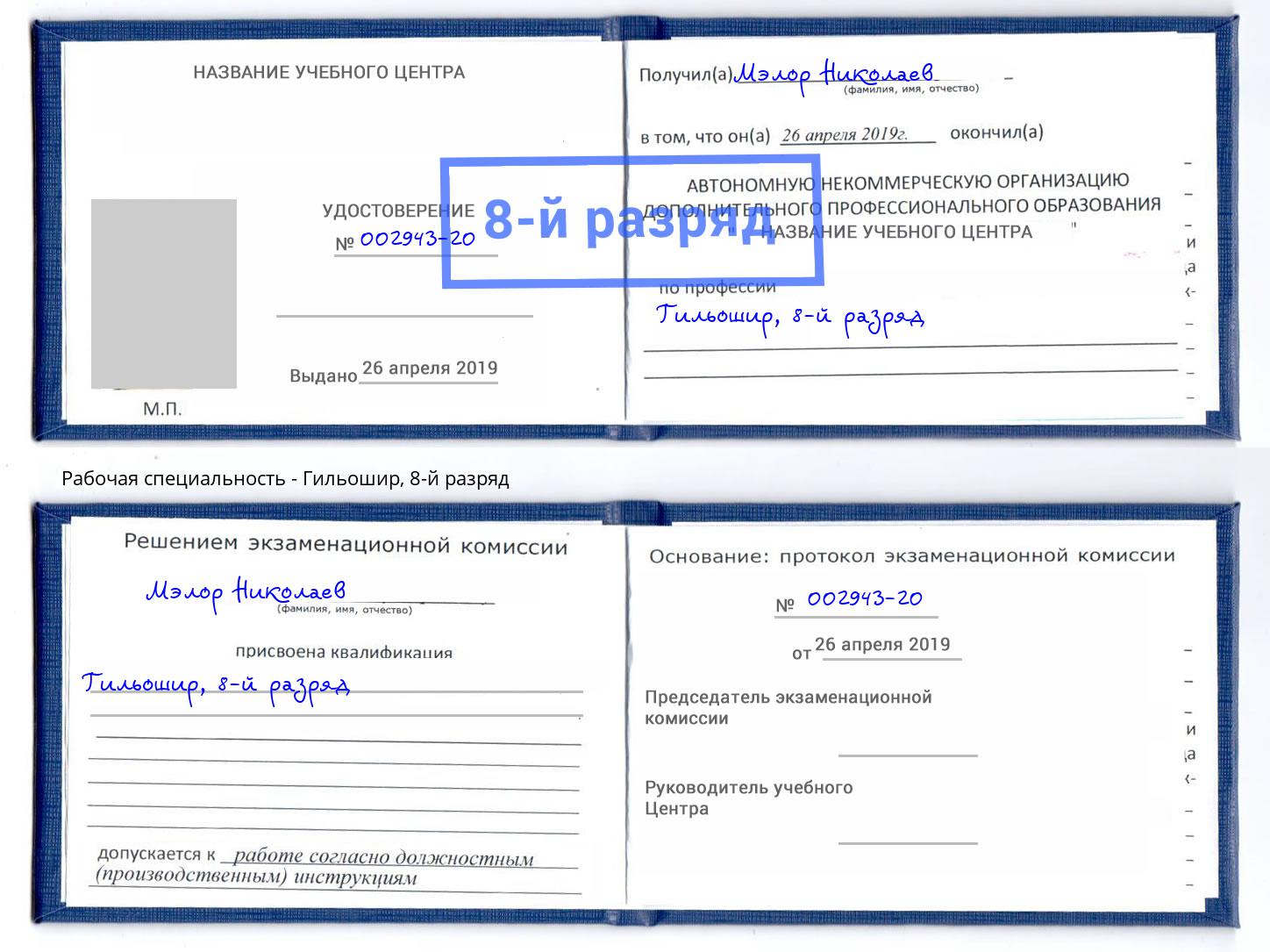 корочка 8-й разряд Гильошир Урюпинск