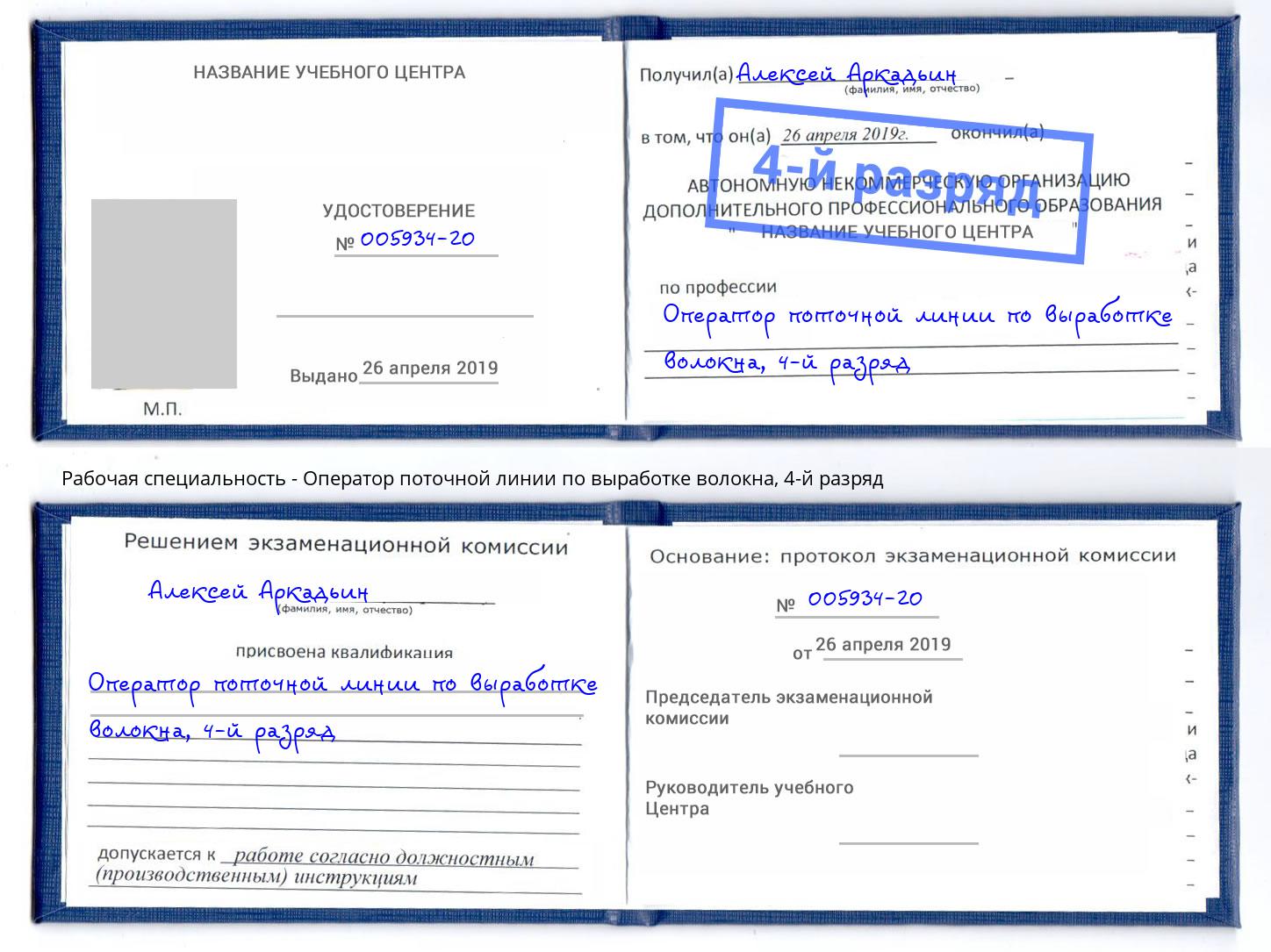 корочка 4-й разряд Оператор поточной линии по выработке волокна Урюпинск